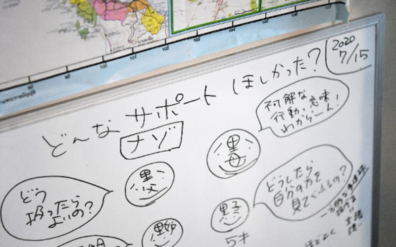 家族みんなの心情や要望を整理する際のホワイトボード